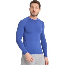 Domin Spor Erkek Uzun Kollu Sax Mavisi Fit Compression Fitness Spor Body Tshirt DMN1523279759