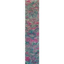 ElifEbru Exclusive Handicrafts Ebru Sanatı El Yapımı Kadın Ipek Fular Yeşil Kırmızı Sarı  Çok Renkli Fu 136