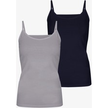 Kadın 2'li Pamuklu Basic İp Askılı Atlet