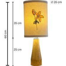 Kavsa El Yapımı Ahşap Abajur Nakışlı Başlık