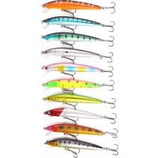 Sonex 10 Adet 10CM 9gr Minnow Olta Yem Seti Rapala 1m Derinlik 10 Renk Karbon Çelik Iğne