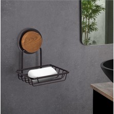 Okyanus Home Ahşap Desenli Magic Fix Sihirli Yapışkan Siyah Kuru Sabunluk