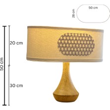 Kavsa El Yapımı Ahşap Abajur Nakışlı Başlık