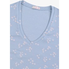 Kadın Kısa Kollu Pamuklu Fitilli Kaşkorse Pijama Takımı