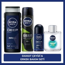 NIVEA MEN Erkek Çeyiz Seti, Deep Dimension Duş Jeli 500ml, Tıraş Sonrası Losyon 100ml, Sprey 150ml, Roll-on Deodorant 50ml