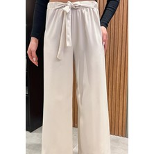Gülseli Bağcıklı Bol Paça Rahat Kadın Kumaş Pantolon