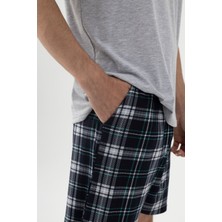 Erkek Gri Melanj Alt Desenli Şortlu Pijama Takımı