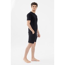 Erkek Double Yaka Şortlu Pijama Takımı Lacivert