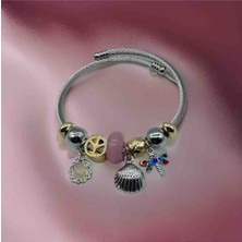Stainles Steel Deniz Kabuğu Detaylı Charm Çelik Bileklik