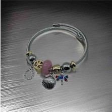Stainles Steel Deniz Kabuğu Detaylı Charm Çelik Bileklik