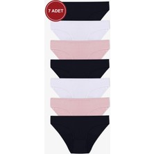 Koza İç Giyim Kadın Fitilli Pamuklu Ribanalı Külot 7'li Paket Yumuşak Dokulu Örme Kumaş ile Rahat Kullanım