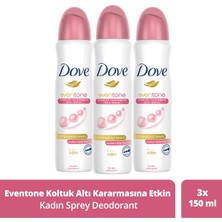 Dove Kadın Sprey Deodorant Even Tone Koltuk Altı Kararmasına Etkin Bakım 150 Ml X3