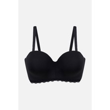 Koza İç Giyim Kadın Dolgusuz Mikro Straplez Sütyen Siyah %90 Polyester %7 Elastan %3 Pamuk Konforlu Tasarım