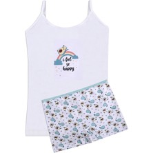 Kız Çocuk Tavşan Baskılı Pamuklu Atlet Boxer Takım