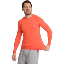 Domin Spor Erkek Uzun Kollu Orange Esnek Fit Compression Spor Body Tshirt DMN1453797118