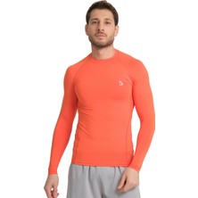 Domin Spor Erkek Uzun Kollu Orange Esnek Fit Compression Spor Body Tshirt DMN1453797118