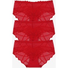 Koza İç Giyim Kadın 3'lü Kalp Detaylı Dantelli Külot