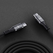 Juo 100W 5A E-Mark Çipli Pd Type-C To Type-C Örgülü Hızlı Şarj ve Data Kablosu 2 Metre