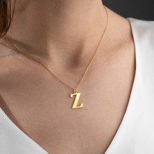 Vetro Silver Kadın Altın Kaplama 925 Ayar Gümüş Z Harf Kolye