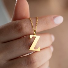 Vetro Silver Kadın Altın Kaplama 925 Ayar Gümüş Z Harf Kolye