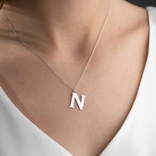 Vetro Silver Kadın 925 Ayar Gümüş N Harf Kolye