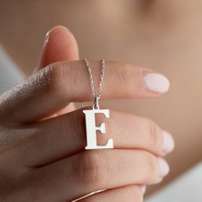 Vetro Silver Kadın 925 Ayar Gümüş E Harf Kolye