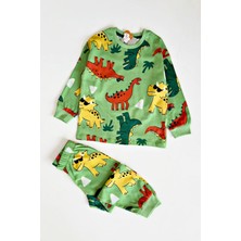 Bunny Hopp %100 Pamuk Dinozor Desenli Uzun Kollu Erkek Çocuk Pijama Takımı 3,4,5,6,7,8 Yaş