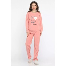 Gülseli Baskılı Polar Kadın Pijama Takımı