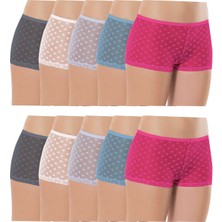 Çankaya Giyim 10 Adet Kadın Komple Tül Dantel Boxer Külot