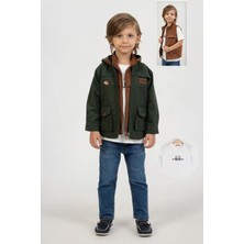 Miniğimin Cicileri Lifeis Meantto Good 4 Parça Süet Yelekli Kapüşonlu ceketli takım - Yeşil