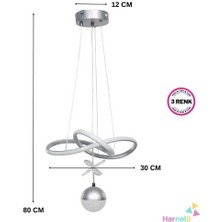 Harnelli 3 Renk Yanabilen Şeker Camlı Modern Ledli Avize