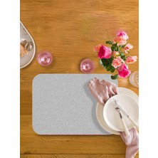 4'lü Pvc Amerikan Servis 30X45 cm Sıvı Geçirmez Leke Tutmaz Gri Simli