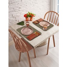 4'lü Pvc Amerikan Servis 30X45 cm Sıvı Geçirmez Leke Tutmaz Krem Simli