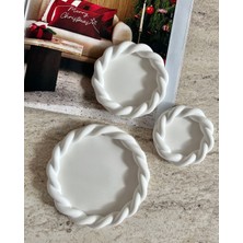 Mandalin Art Studio 3’lü Kıvrımlı Dekoratif Tabak Set, Takı Tabağı
