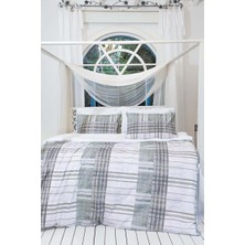 Altınbaşak %100 Pamuk/Cotton Çift Kişilik Modern Desenli Nevresim Takımı Pearl Sky (Havlu Hediyeli)