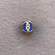 Bayar Gold 14 Ayar Altın Kafesli Lacivert Boncuk B Harf Kolye Ucu