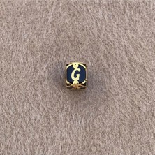Bayar Gold 14 Ayar Altın Kafesli Siyah Boncuk G Harf Kolye Ucu
