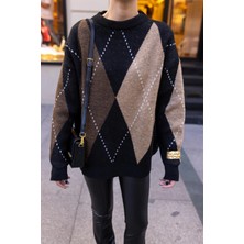 Baklava Desen Oversize Triko