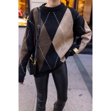Baklava Desen Oversize Triko
