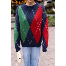 Baklava Desen Oversize Triko