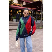 Baklava Desen Oversize Triko