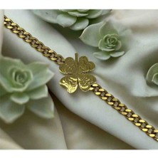 Stainles Steel Yonca Detaylı Çelik Bileklik