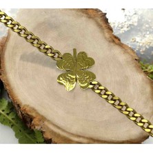 Stainles Steel Yonca Detaylı Çelik Bileklik