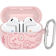 Samsung Galaxy Buds3 Pro / Buds3 Kulaklık Karikatür Dinozor Sıvı Silikon Kılıf Asılı Tokalı (Yurt Dışından)