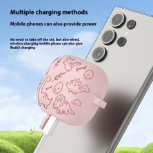 Samsung Galaxy Buds3 Pro / Buds3 Kulaklık Karikatür Dinozor Sıvı Silikon Kılıf Asılı Tokalı (Yurt Dışından)