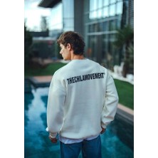 Tua Moda Kışlık Bisiklet Yaka Oversize Baskılı Sweatshirt - Beyaz