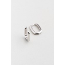 Klasik 18 Ayar Beyaz Altın Kaplama Gümüş Küpe