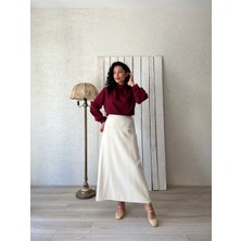 Küçüğüm Butik Krem Uzun Kaşe Etek