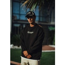 Ag Shoppings Oversize Bisiklet Yaka Baskılı Sweatshirt - Siyah