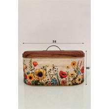 Makri Home Ekmeklik, Metal Ekmeklik, Ekmek Sepeti, Çiçek Desenli Ekmeklik, Yerli Üretim (34  cm   x  19  cm   x  16  cm )